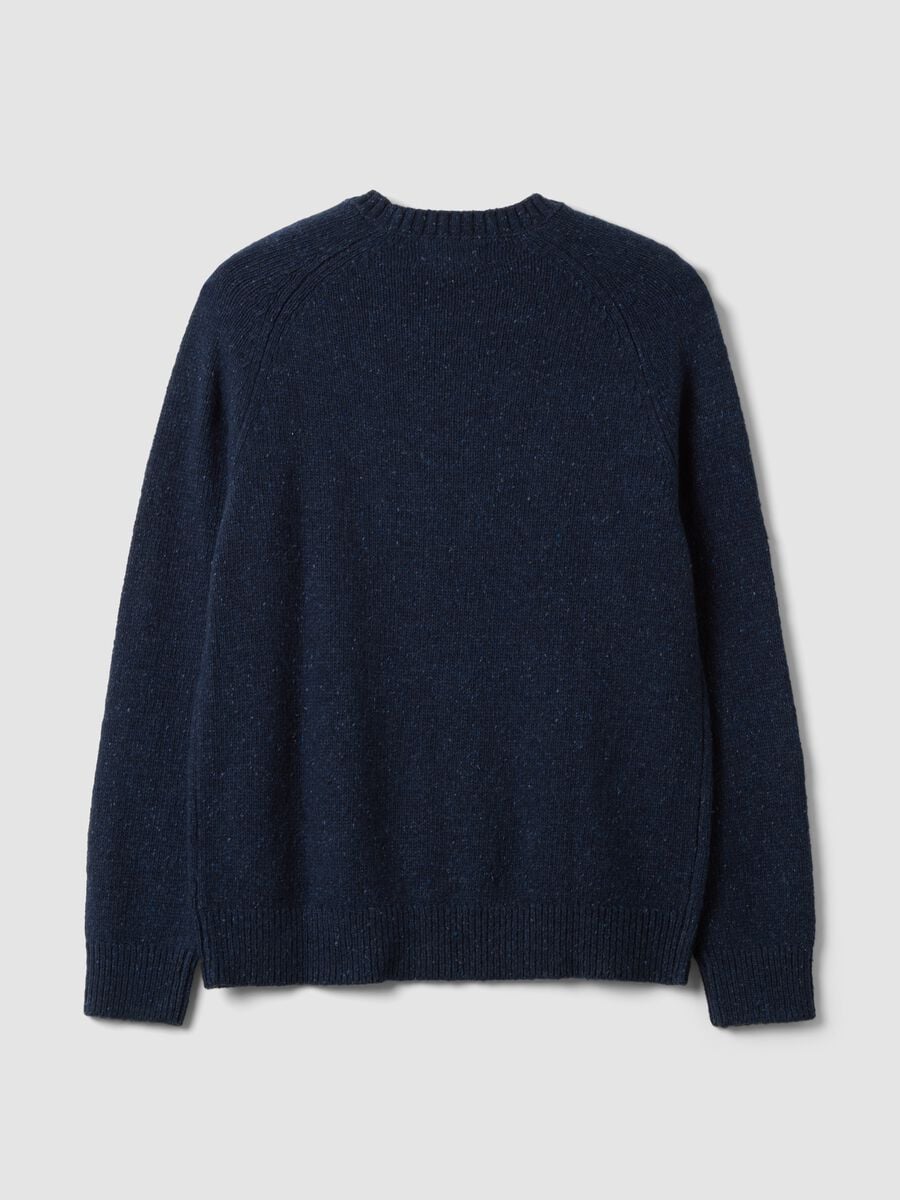 Blue crew-neck cotton and wool-blend jumper_2