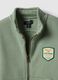 Green cotton blend kids' regular fit sweatshirt with zip and large pockets_3