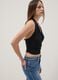 Top halter nero in tessuto elasticizzato regular fit_0