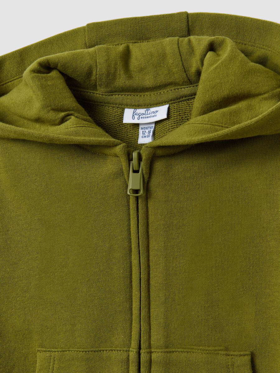 Sudadera verde con capucha de algod&oacute;n org&aacute;nico puro, corte regular, para ni&ntilde;o_2