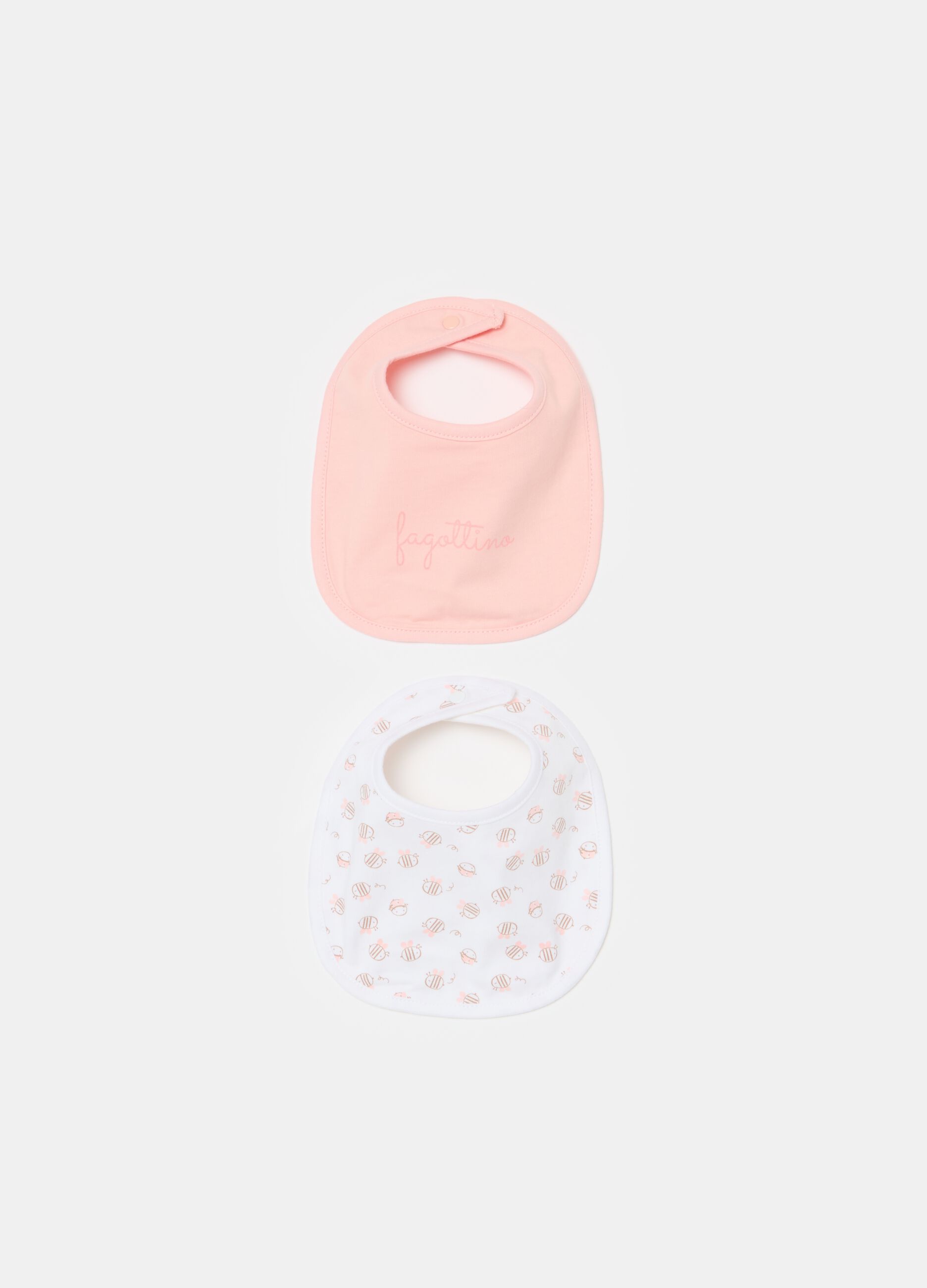 Two-pack cotton bibs with print