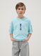 Children's blue oversized fit pure cotton T-shirt with prints_0