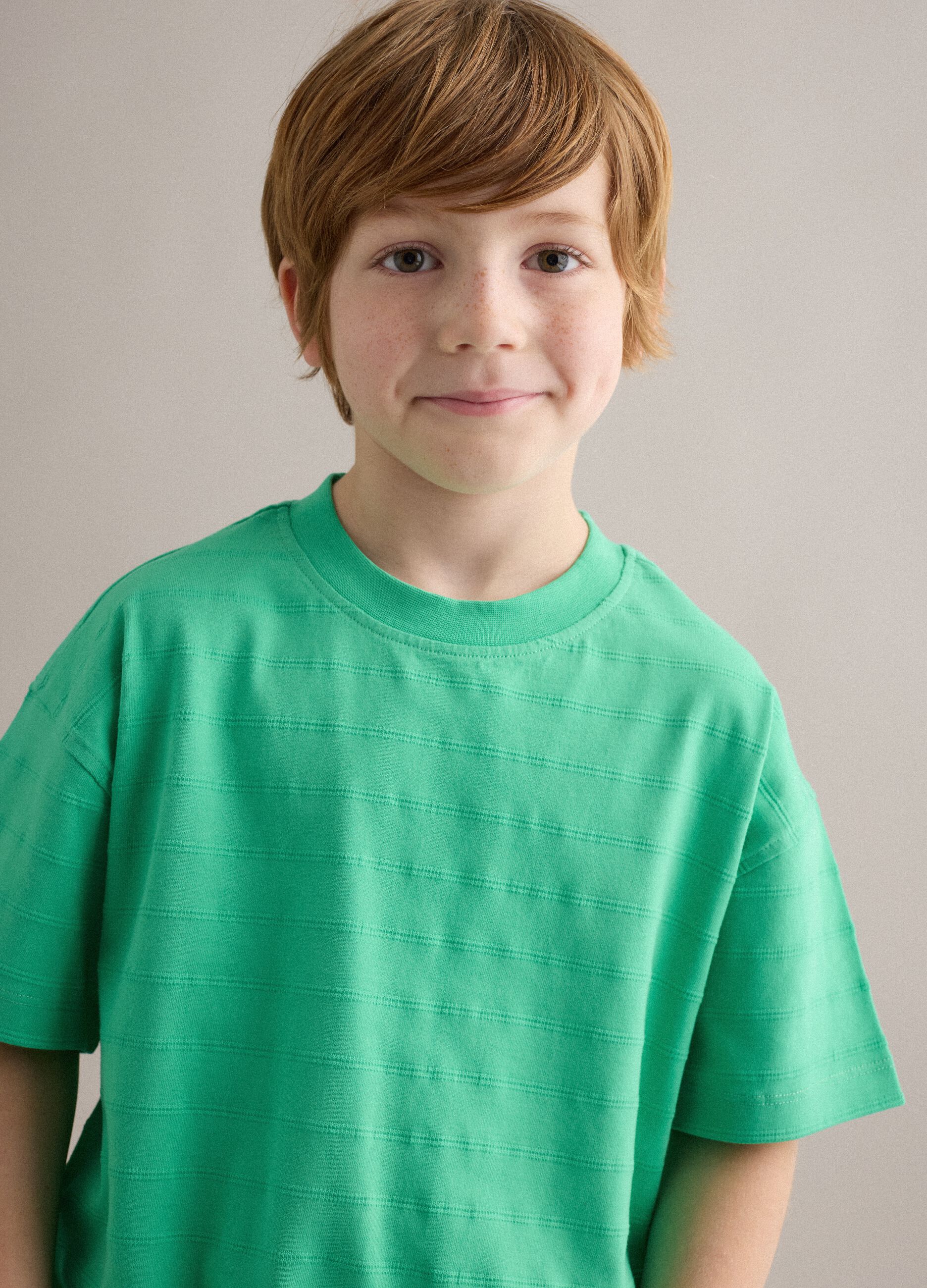 Children's regular fit pure cotton green T-shirt