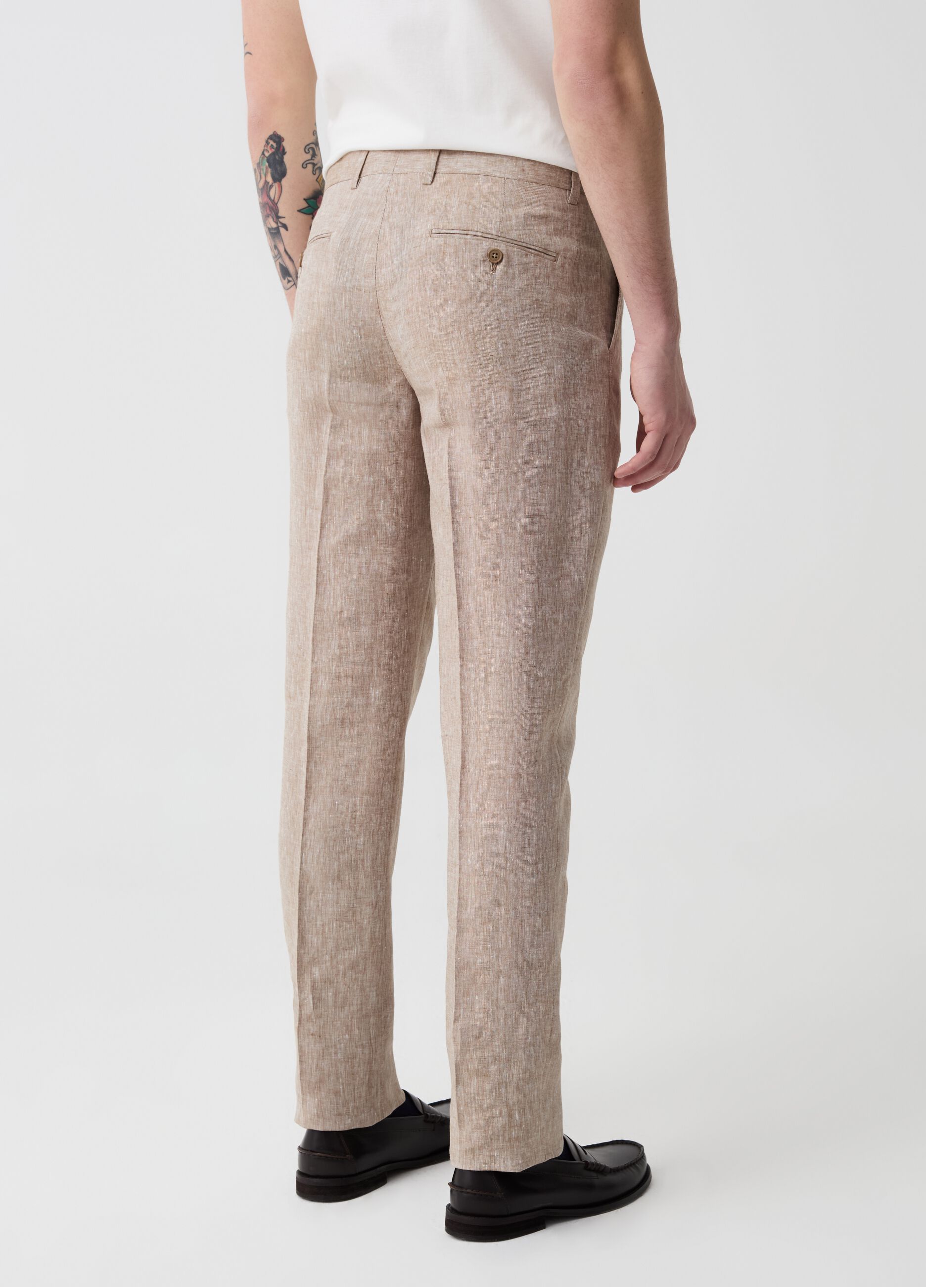 Slim-fit trousers in linen