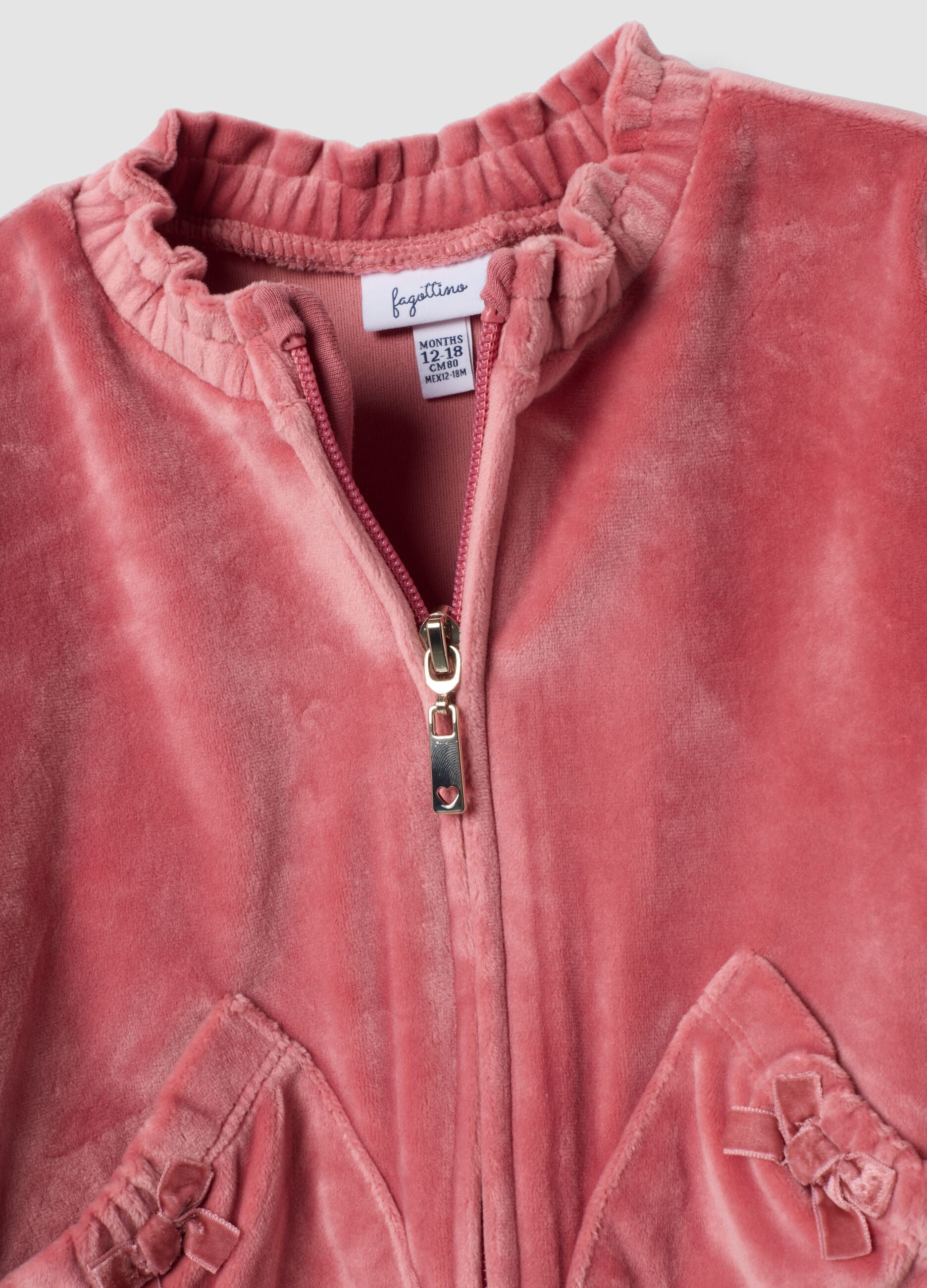 Pink stretch fabric set with crew neck