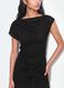 Black stretch-fabric dress with draping, regular fit_1