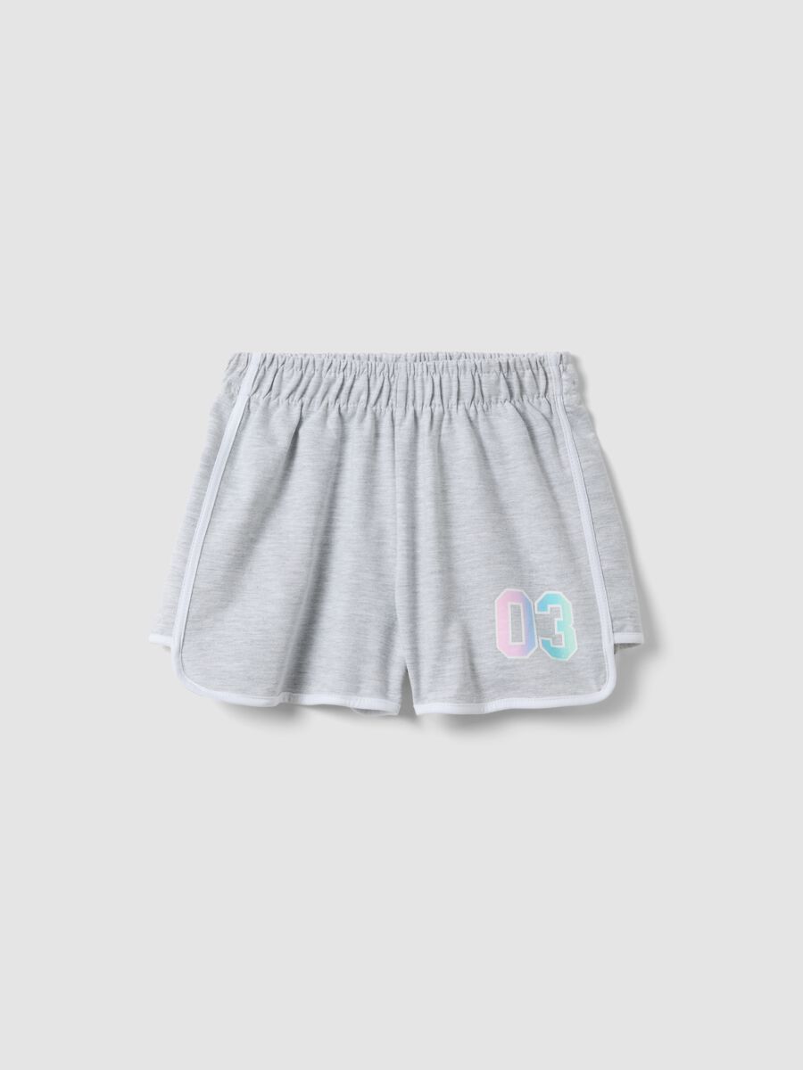 Shorts grigi in misto cotone con vita elasticizzata per ragazza comfort fit_0