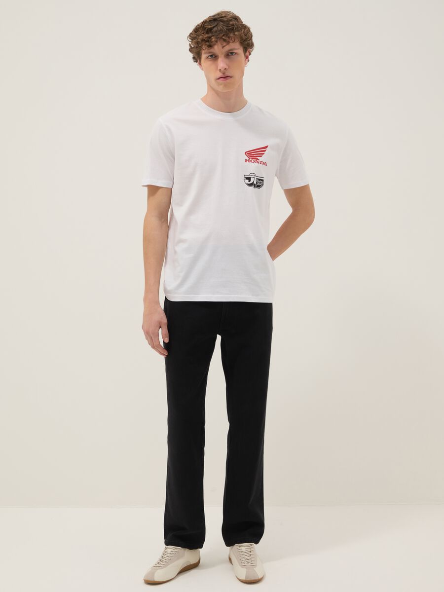 Wei&szlig;e T-Shirt aus reiner Baumwolle mit Honda-Druck, Regular Fit_1