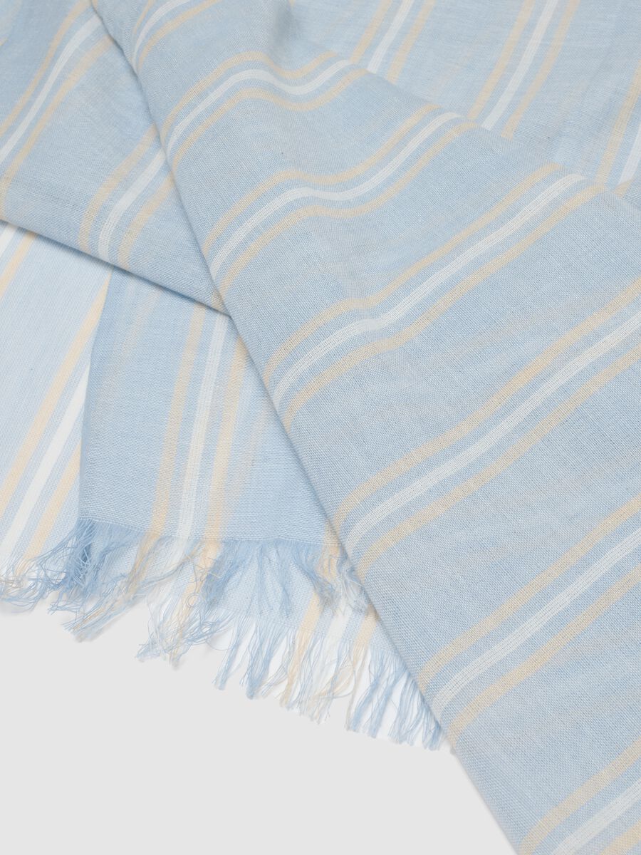 Sky-blue multicolour striped scarf in pure cotton_2