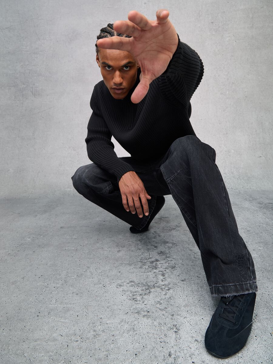 Half-Zip Ribbed Knit Black_2