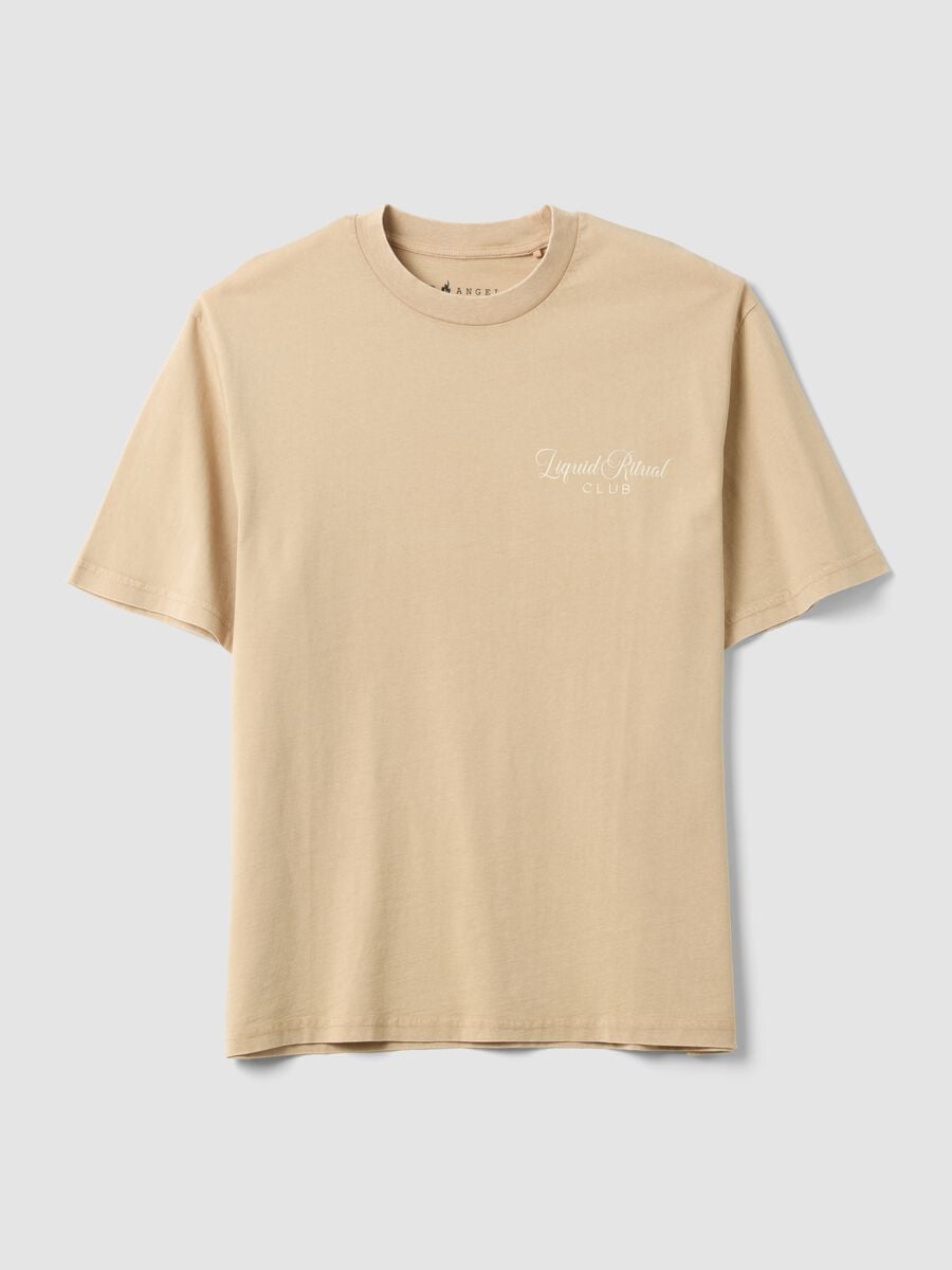 Beige short-sleeve pure cotton T-shirt_4