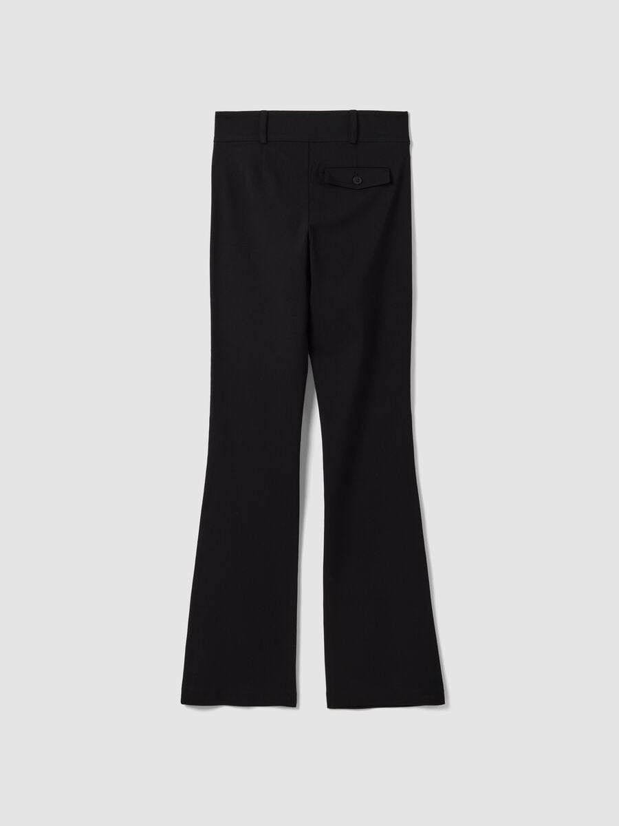Black flared trousers in stretch viscose_2