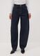 Dark wash pure cotton denim barrel-fit jeans_1