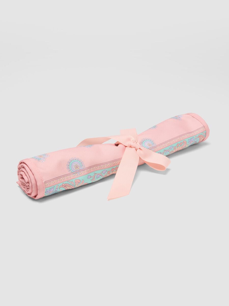 Pink pure-cotton scarf with multicolour print_2