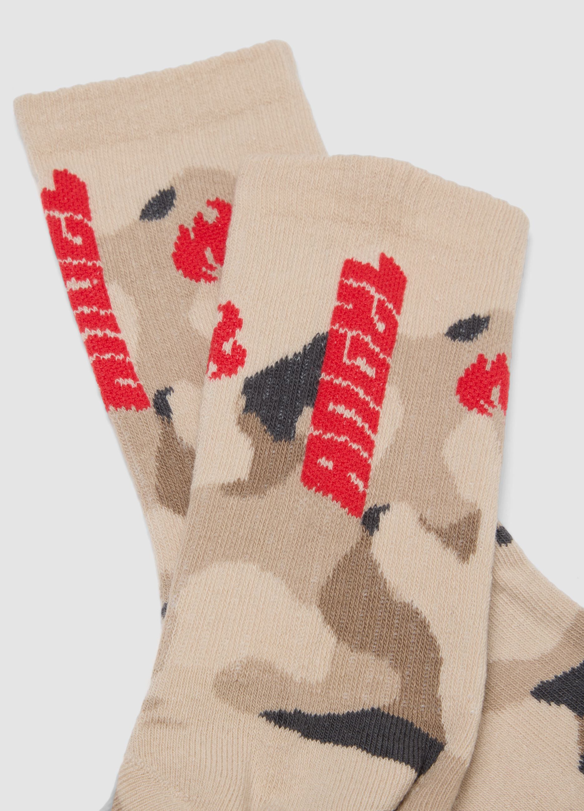 Grey camo stretch-cotton sports socks