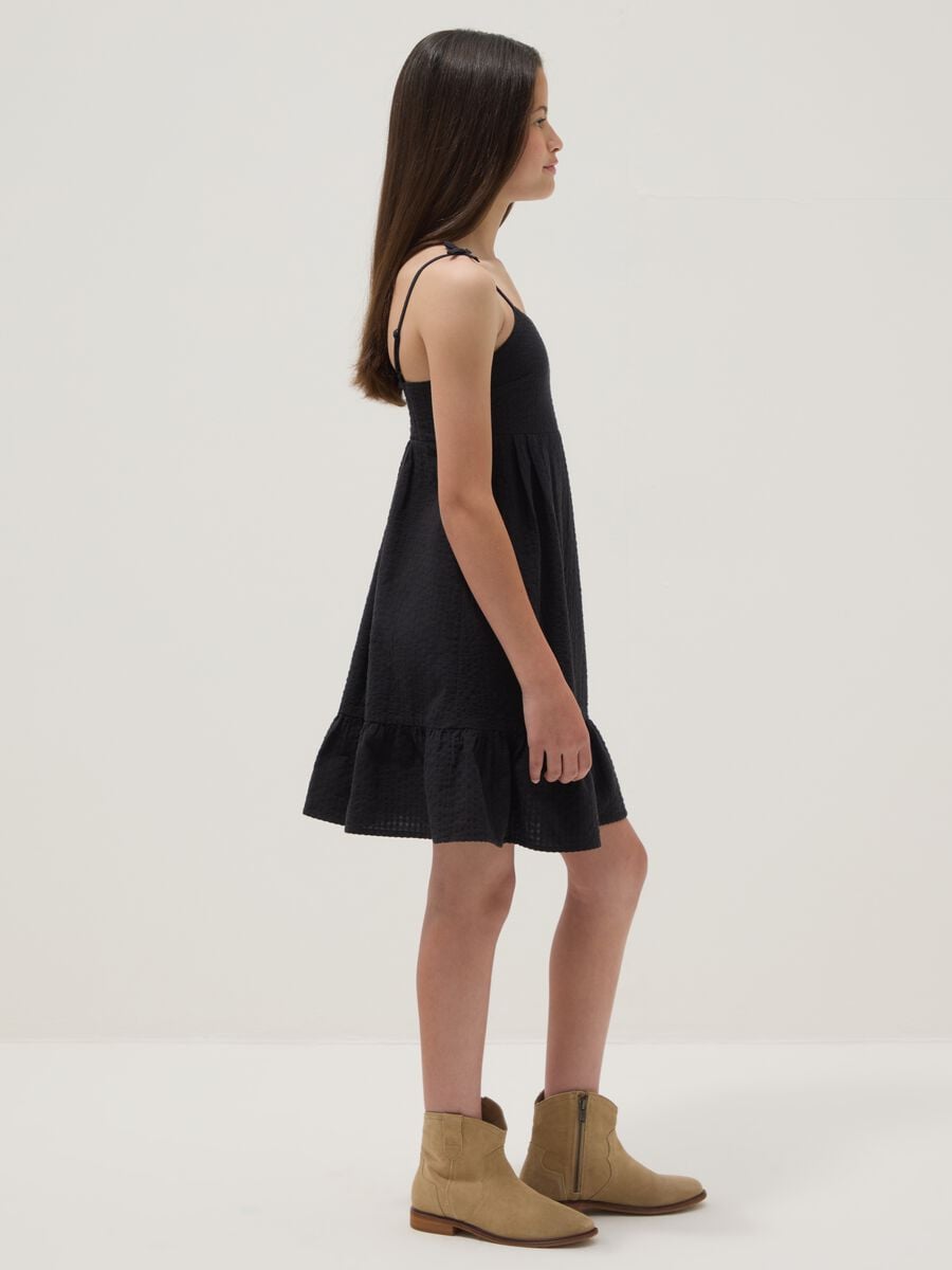 Black pure cotton dress with thin straps_2