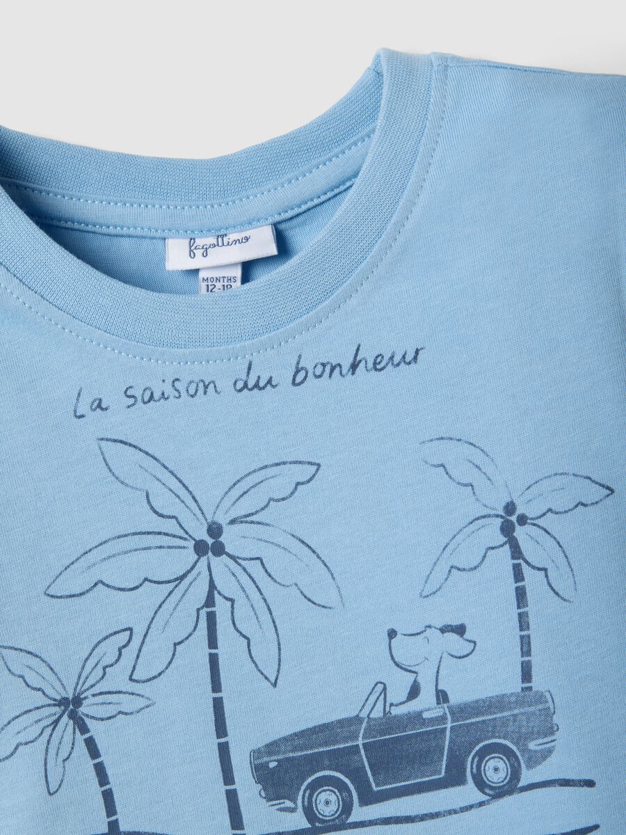 Blue pure cotton kids' T-shirt regular fit with print_2