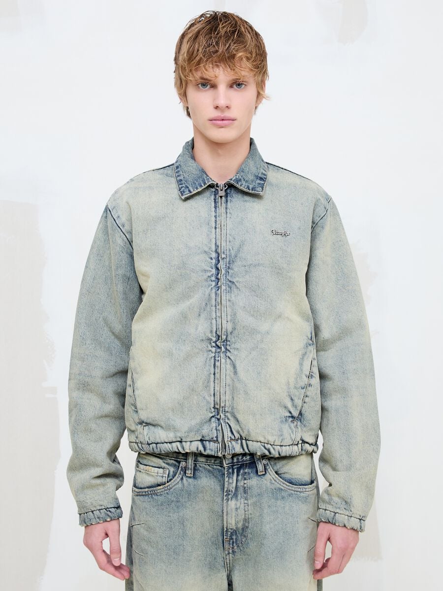 Gepolsterte Denimjacke in Vintage-Hellblau_3