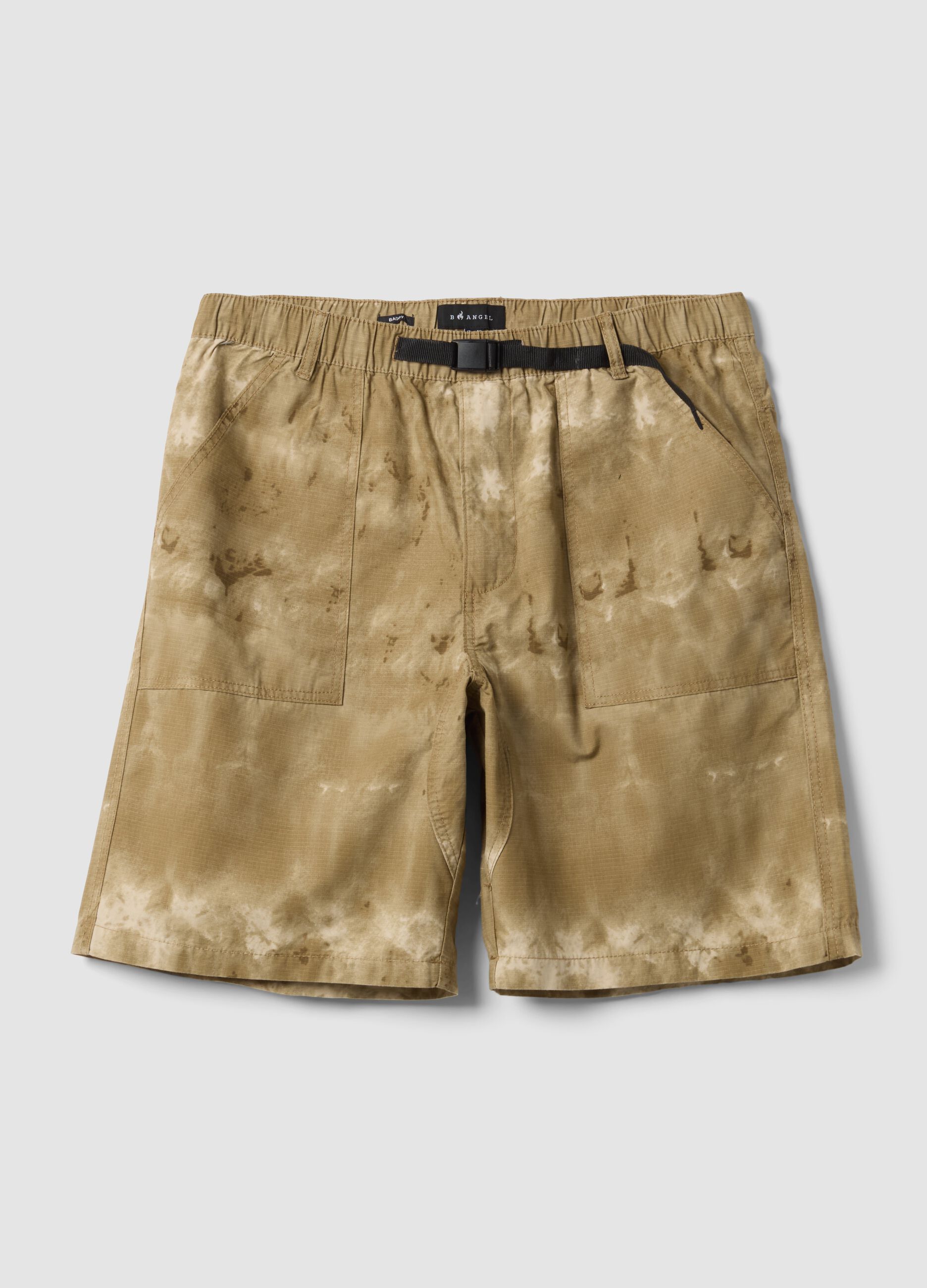 Beige baggy pure cotton Bermuda shorts