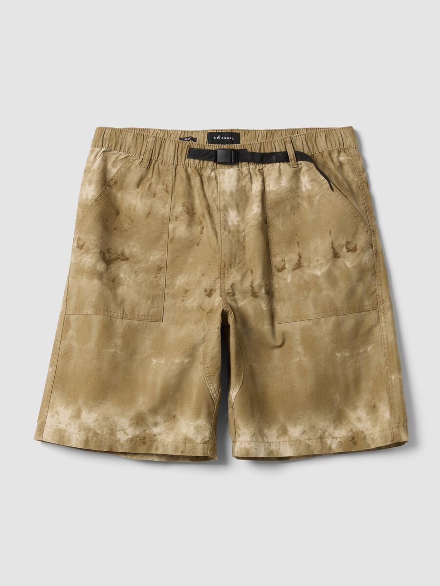 Beige baggy pure cotton Bermuda shorts_0
