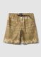 Beige baggy pure cotton Bermuda shorts_0