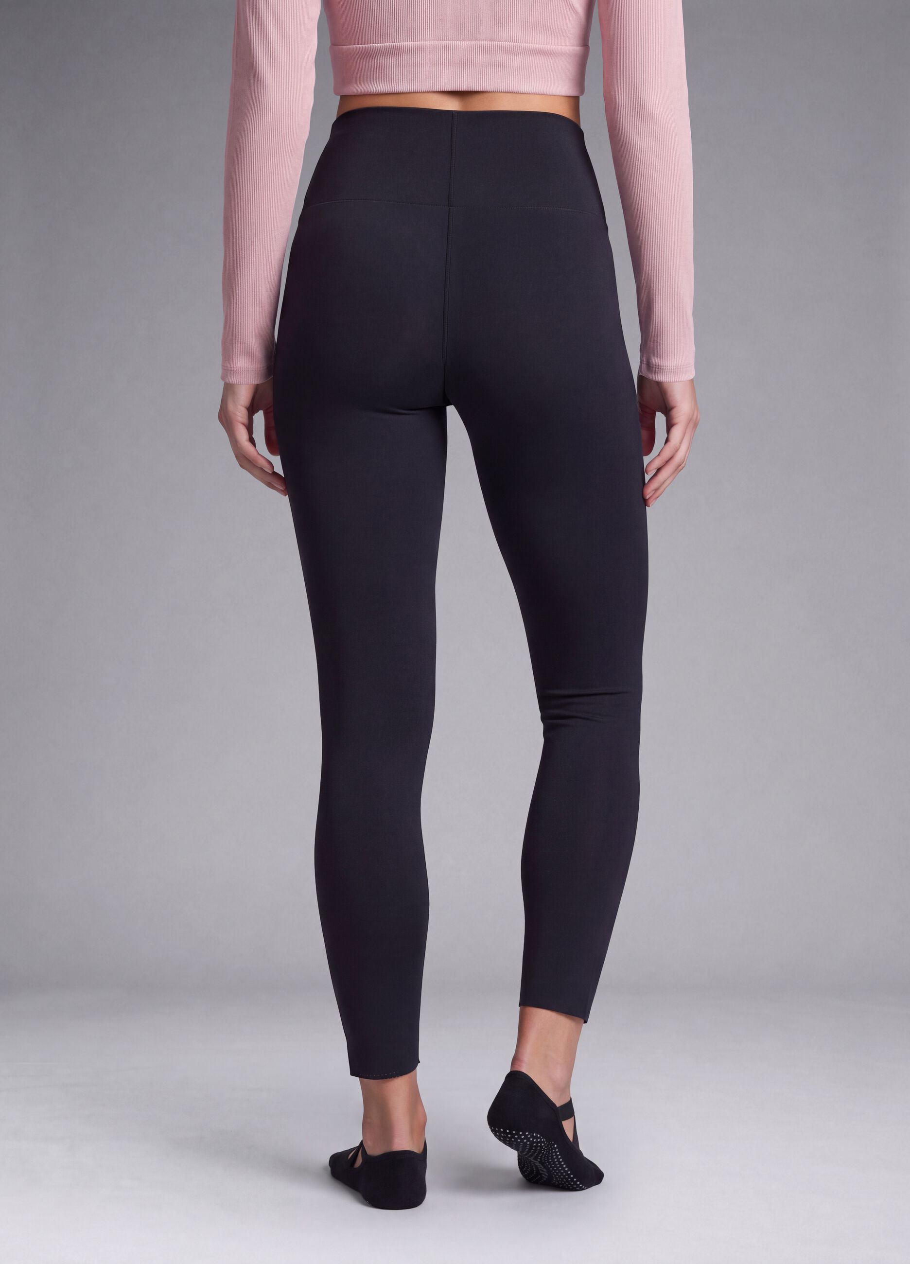 Schwarze Slim-Fit-Leggings aus Stretchmaterial mit regul&auml;rer Taille ALTAVIA STUDIO