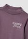 T-shirt roxa em algod&atilde;o org&acirc;nico puro com gola subida e estampado de animais_3