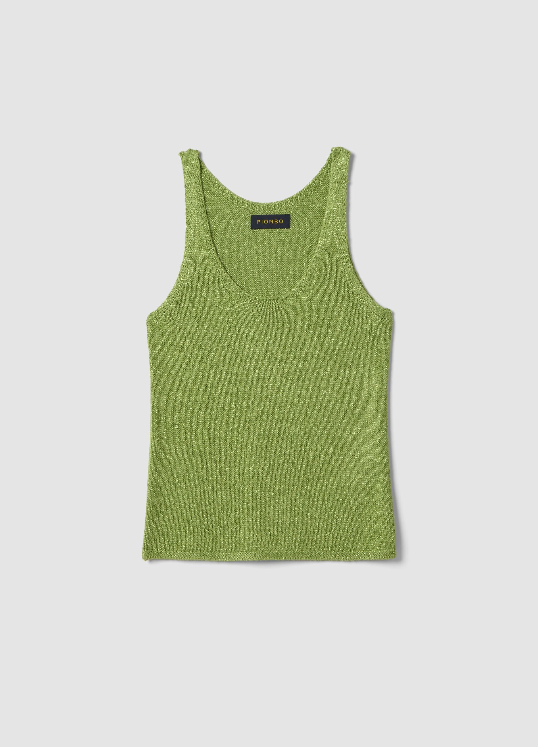 Green glitter viscose-blend tank top, regular fit