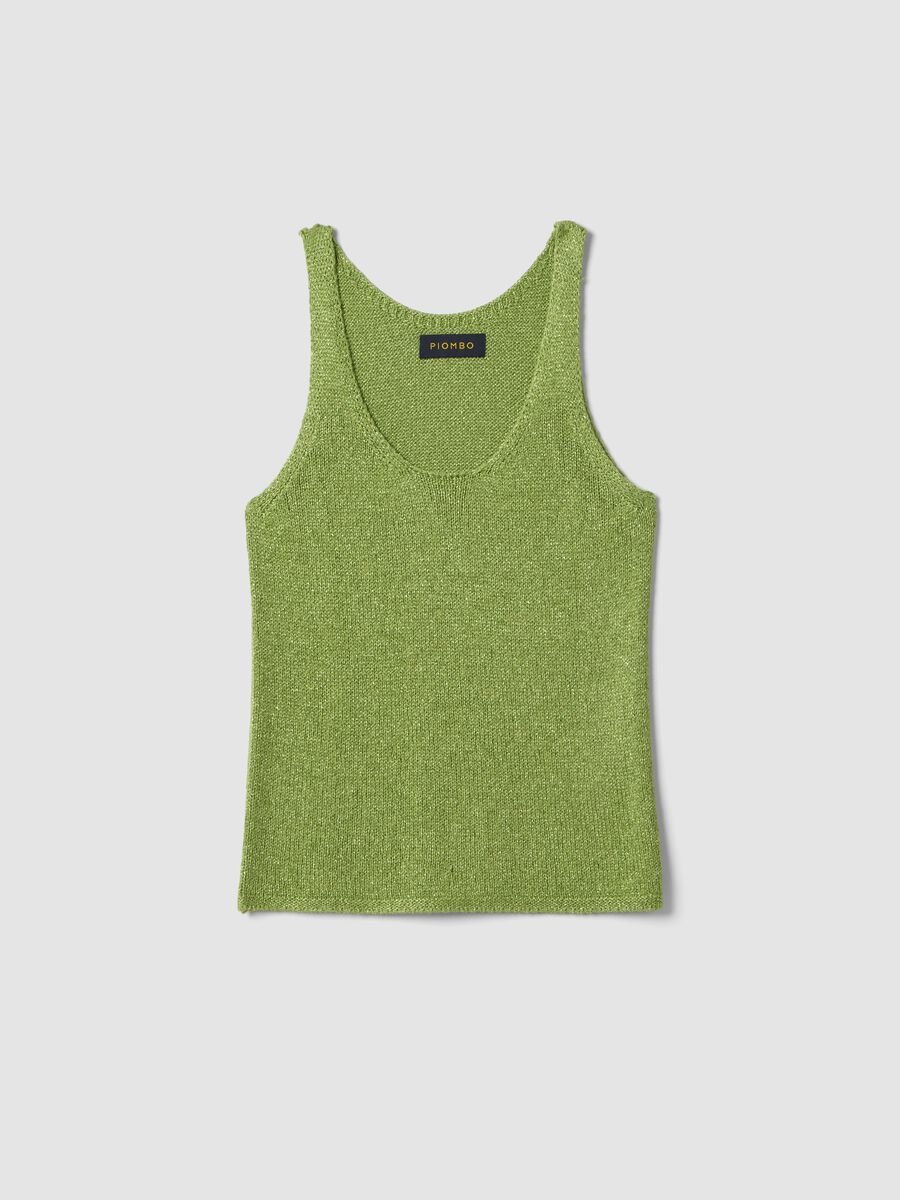 Green glitter viscose-blend tank top, regular fit_0