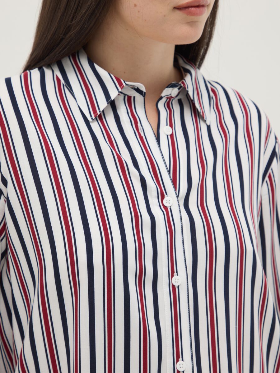 Multicolour striped pure viscose shirt regular fit_3