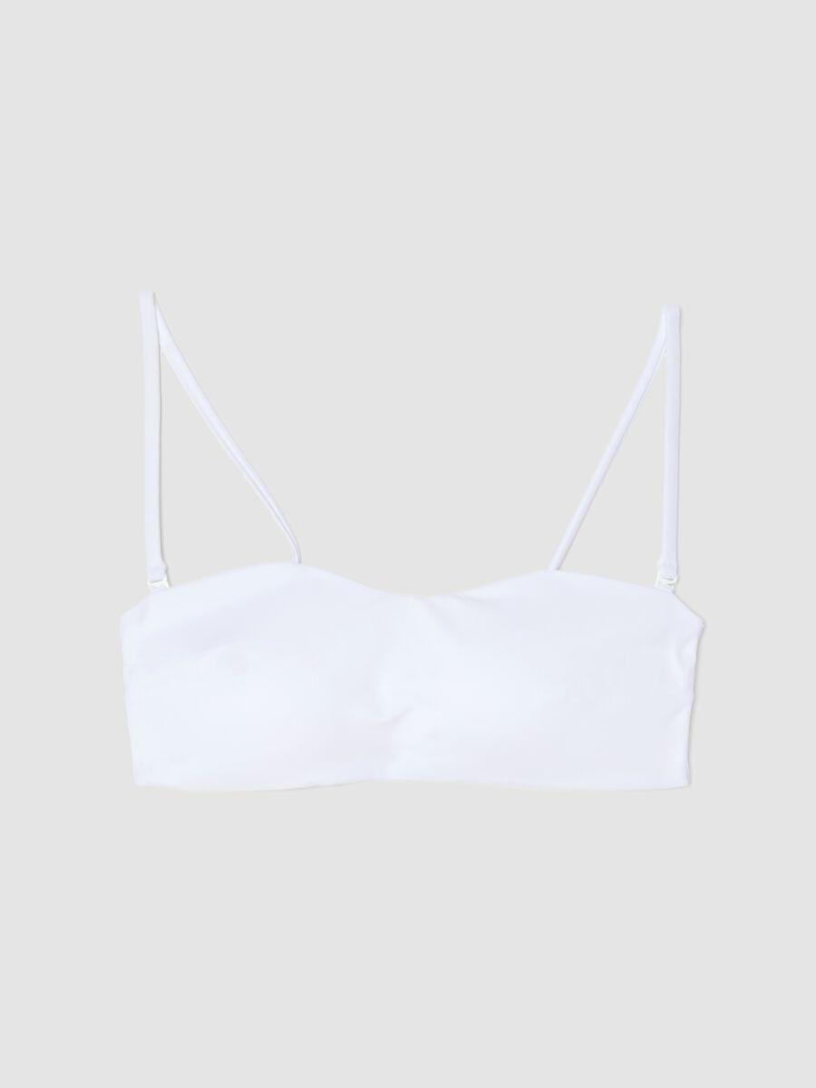 White bandeau bikini top in stretch fabric_4