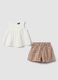 White pure cotton set with sleeveless top and shorts_0