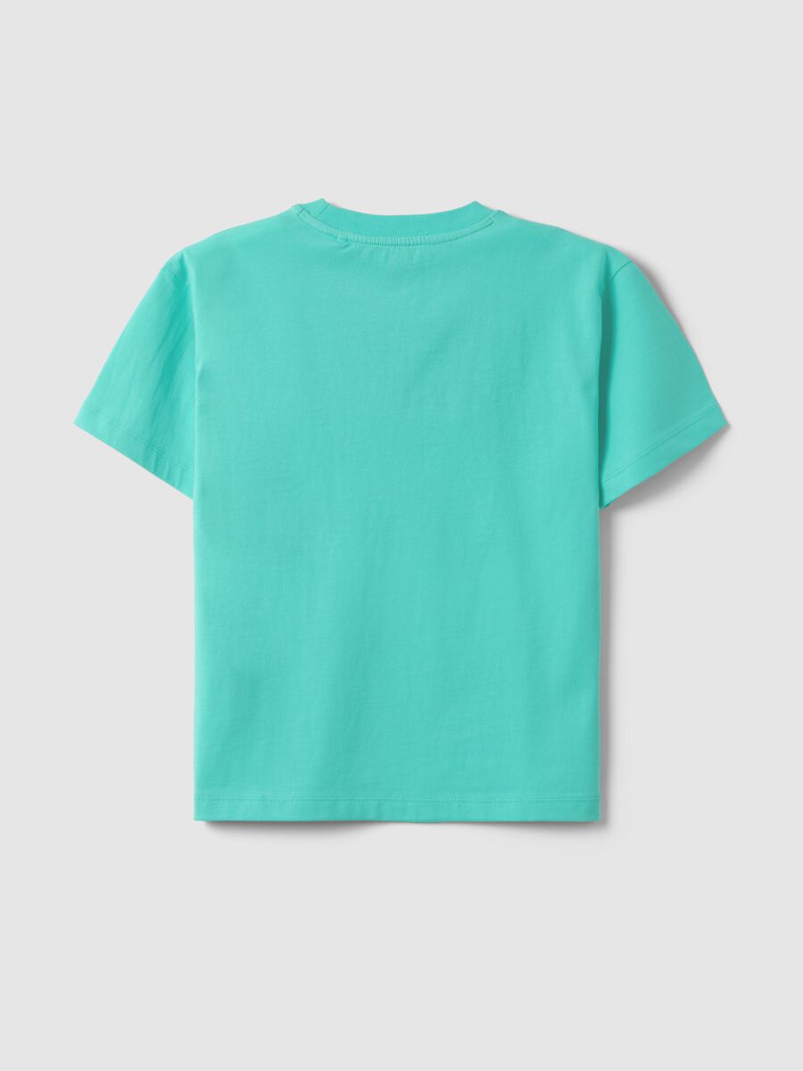 Children's oversized fit pure cotton blue T-shirt with print_1