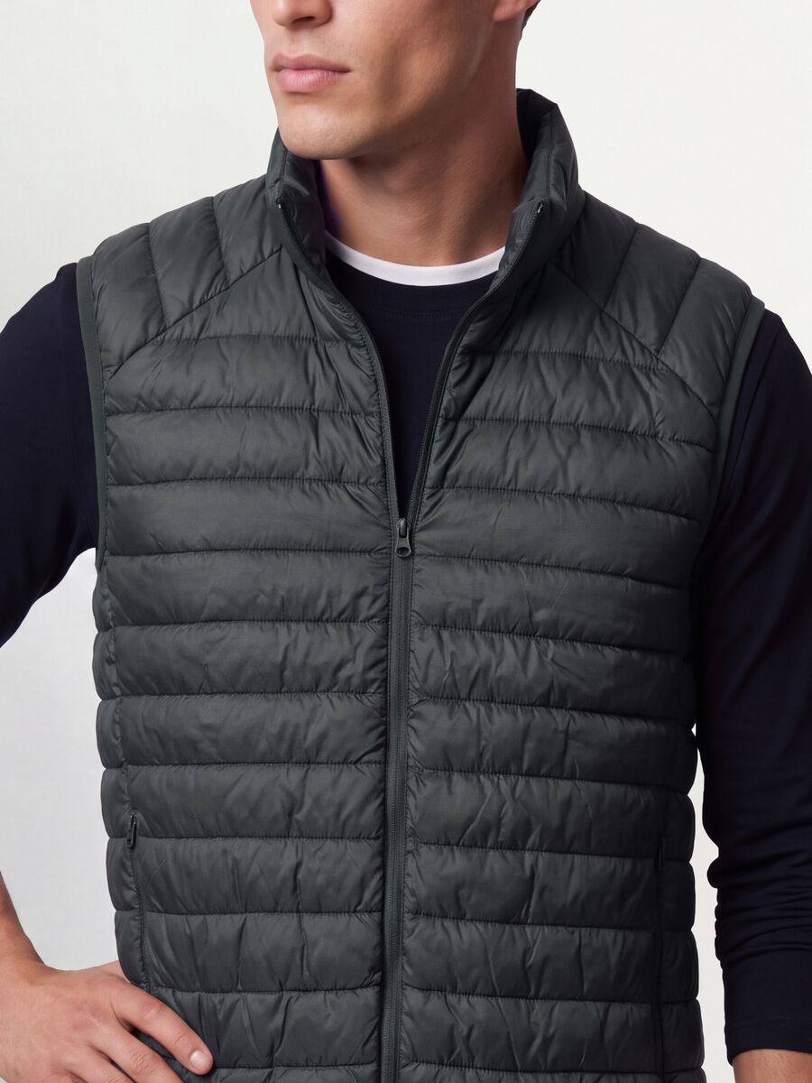 Grey Ultralight Padded Gilet with Zip_2