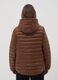 Brown padded regular fit jacket with zip and hood_3