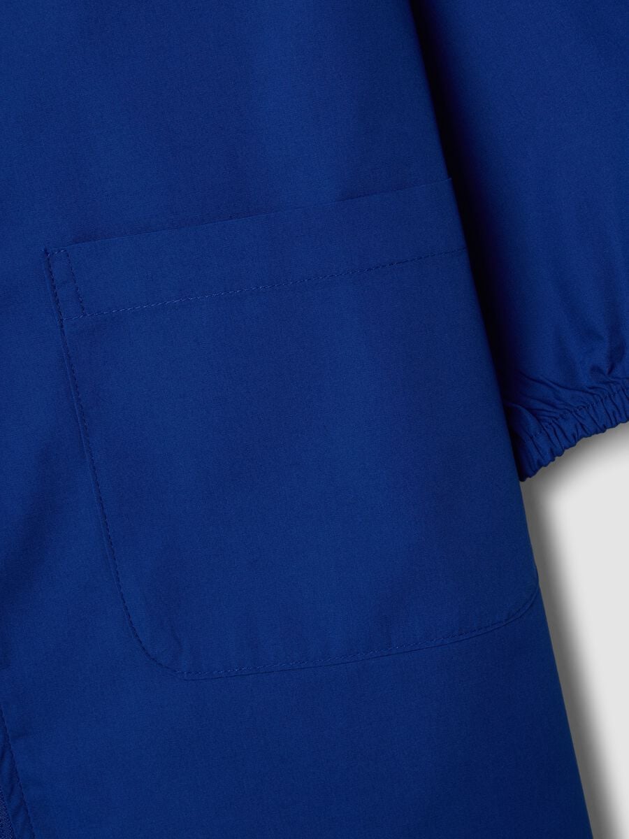 Blue girls&rsquo; school smock with kitten embroidery and classic collar_3