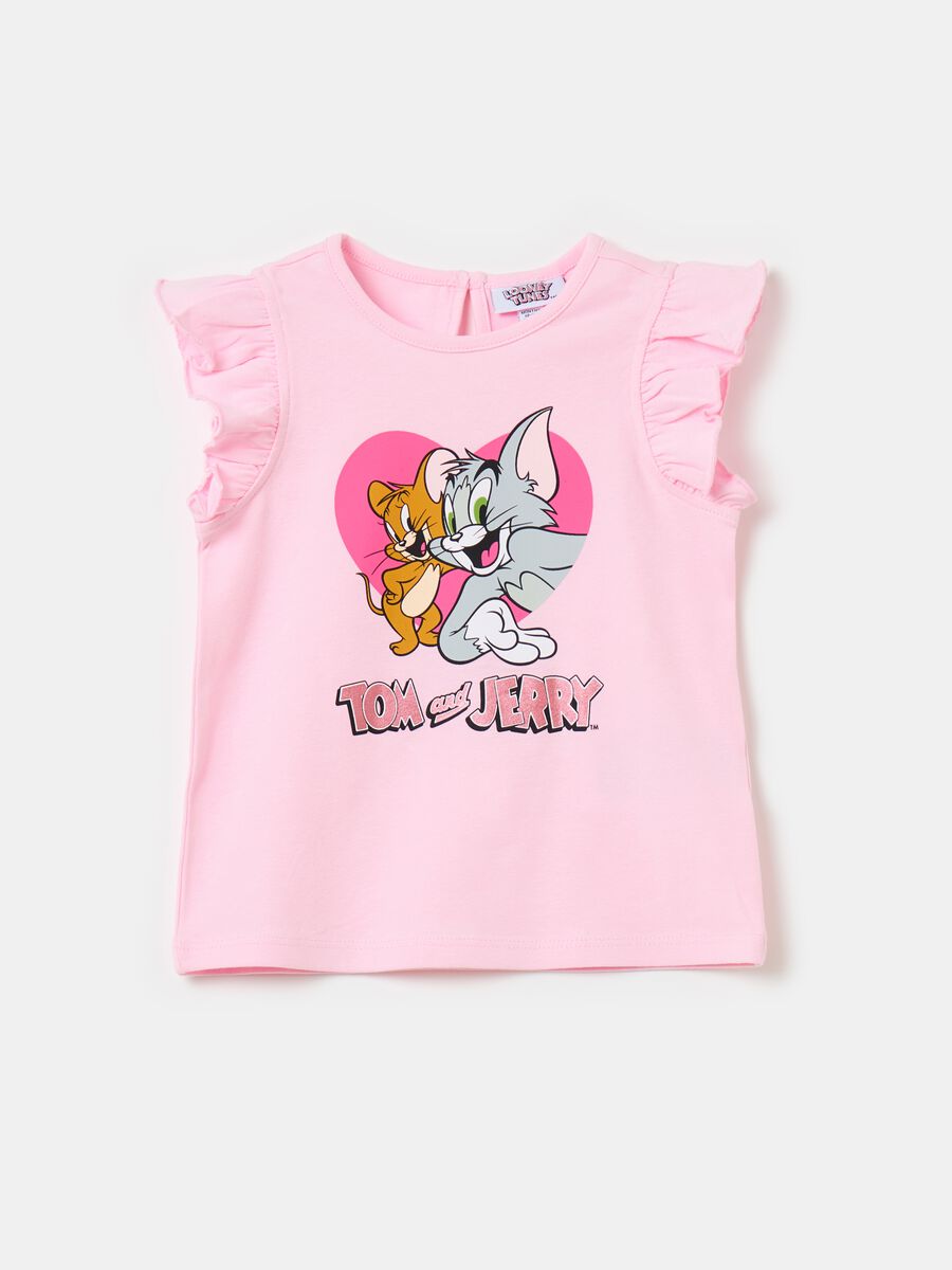 Tank top con rouches stampa Tom & Jerry_0