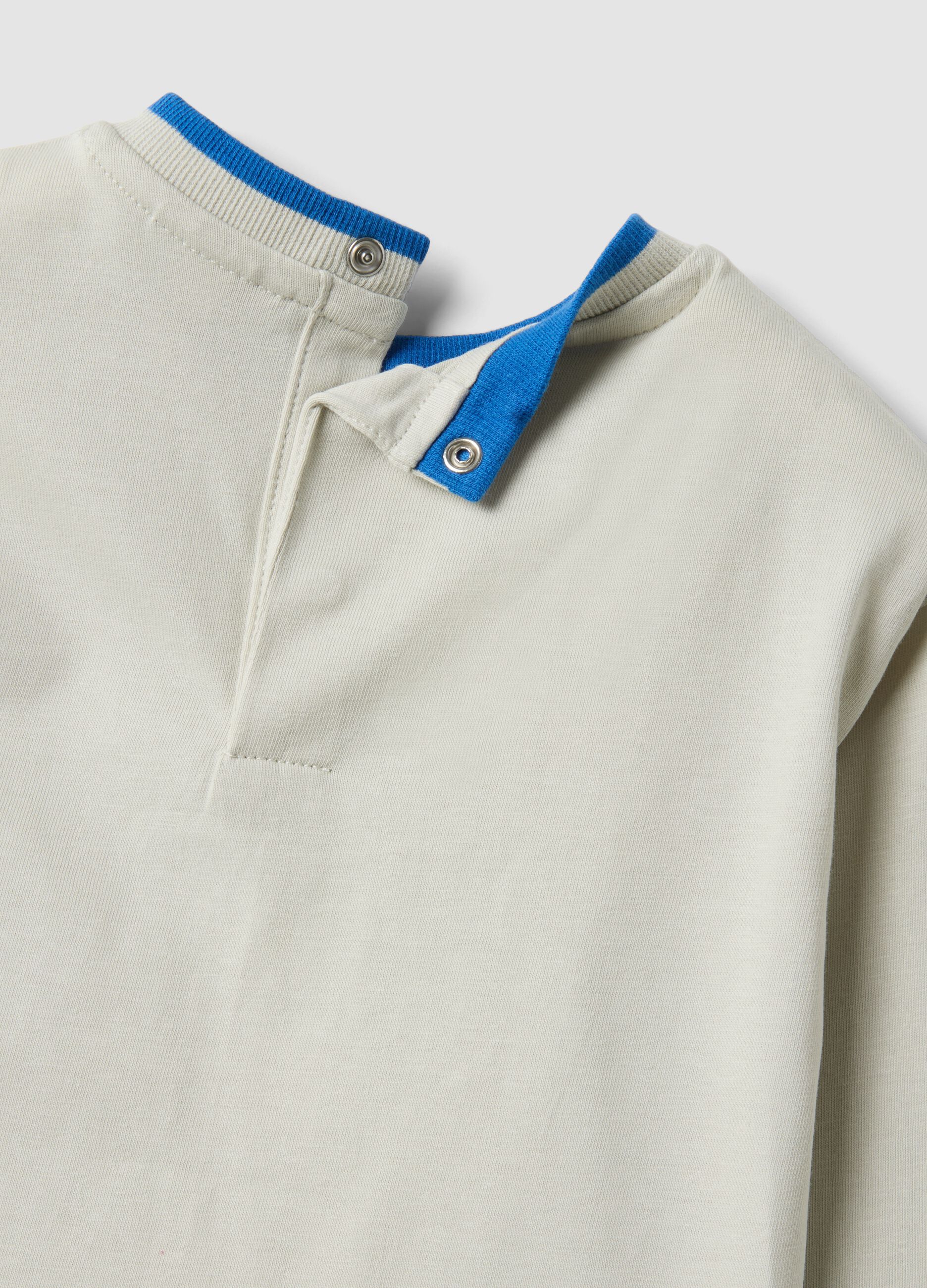 Boys' long-sleeved pure cotton printed T-shirt in white, oversized fit