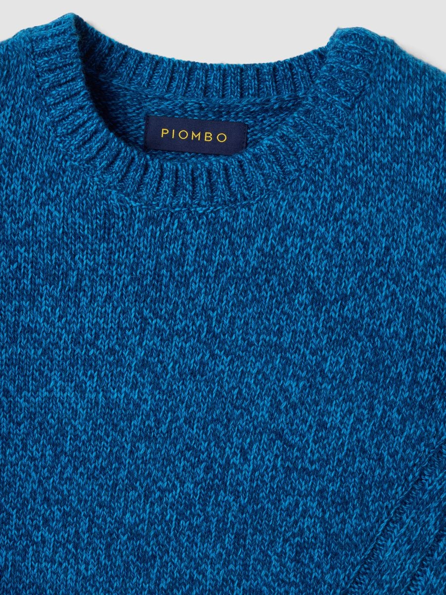 Gilet blu in misto lana con girocollo over fit_1