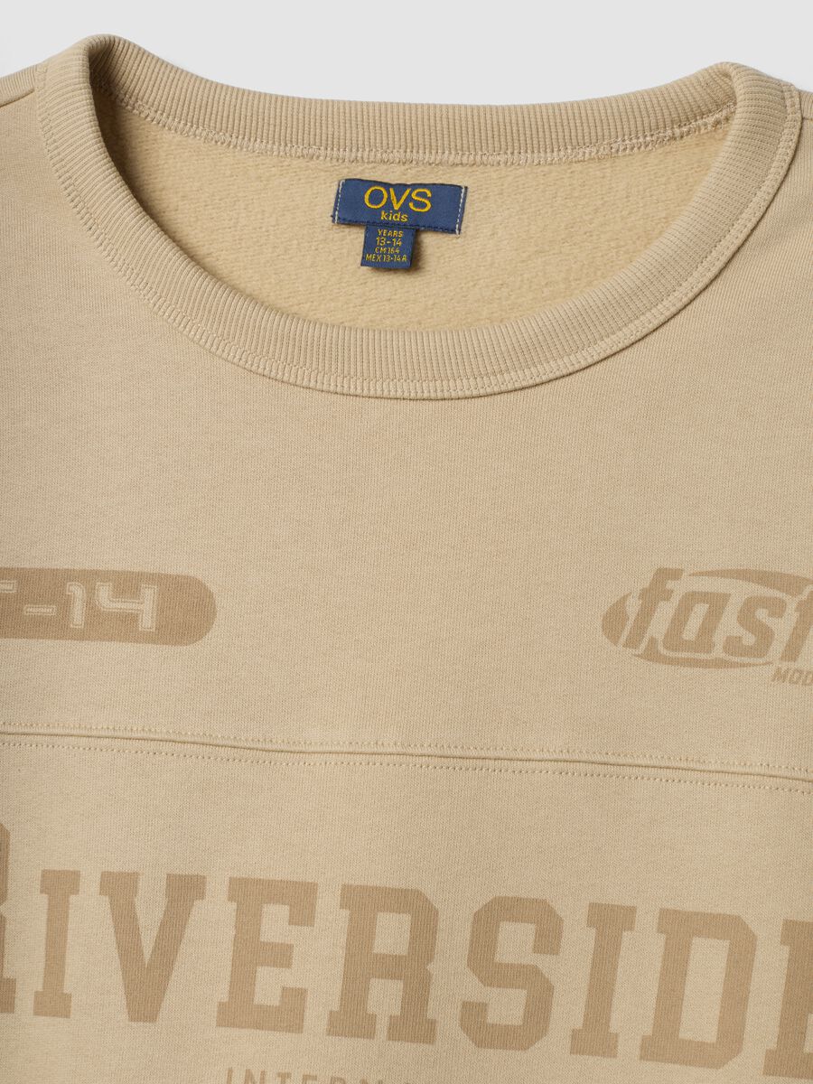 Beige organic cotton crew-neck sweatshirt_1