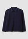 Blue regular-fit cotton-blend cardigan with collar_4