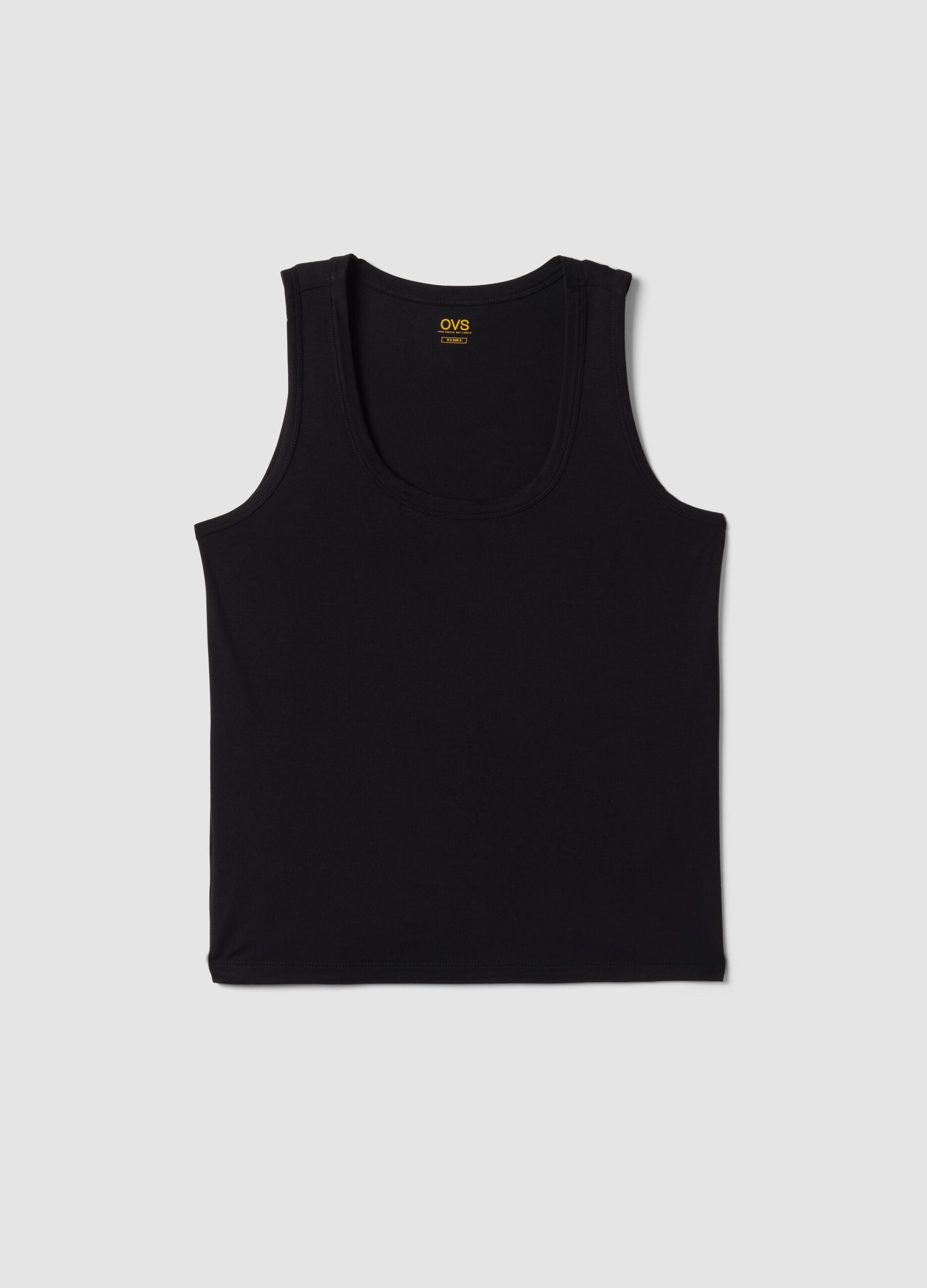Black stretch viscose tank top