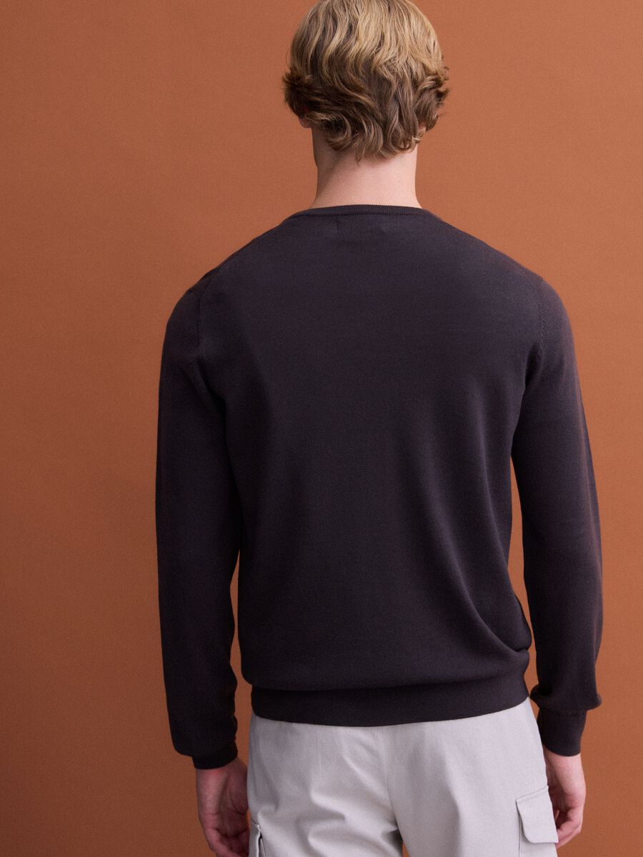 Brown pure merino wool crew-neck jumper, regular fit_3