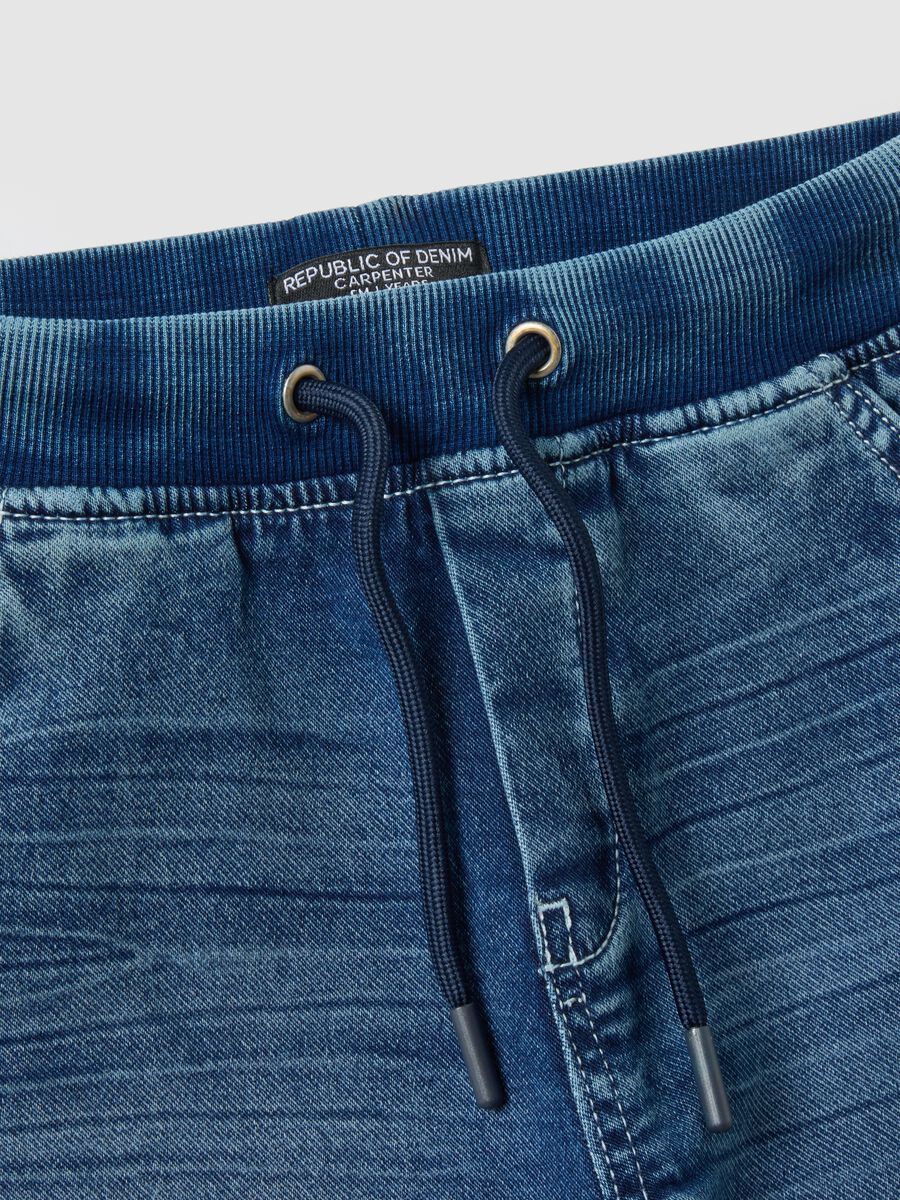 Blue cotton relaxed fit jog denim for kids_1