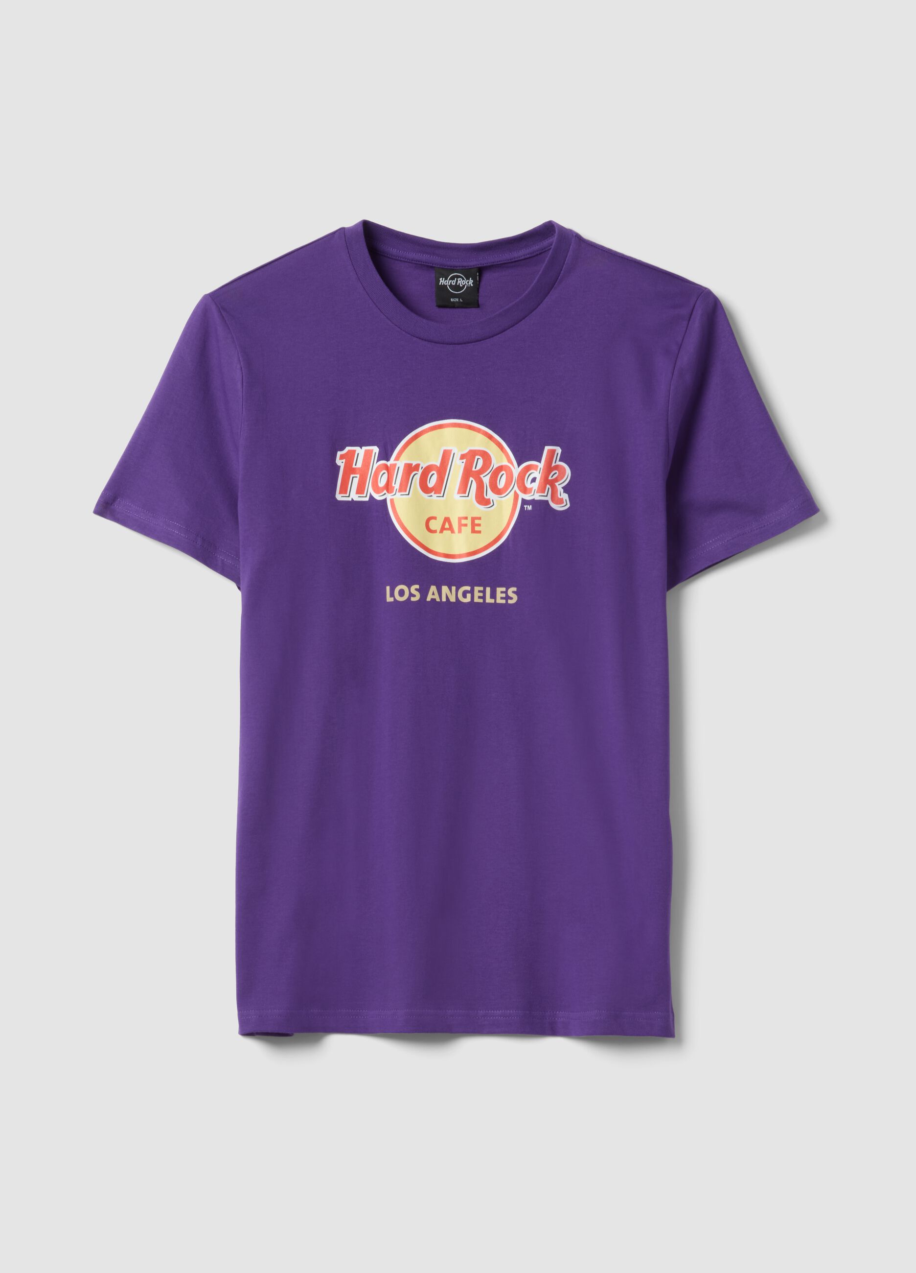 Violettes T-Shirt aus reiner Baumwolle mit Hard Rock Cafe Print, Regular Fit