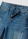 Jeans denim blu in puro cotone straight fit con toppe per bambino_1