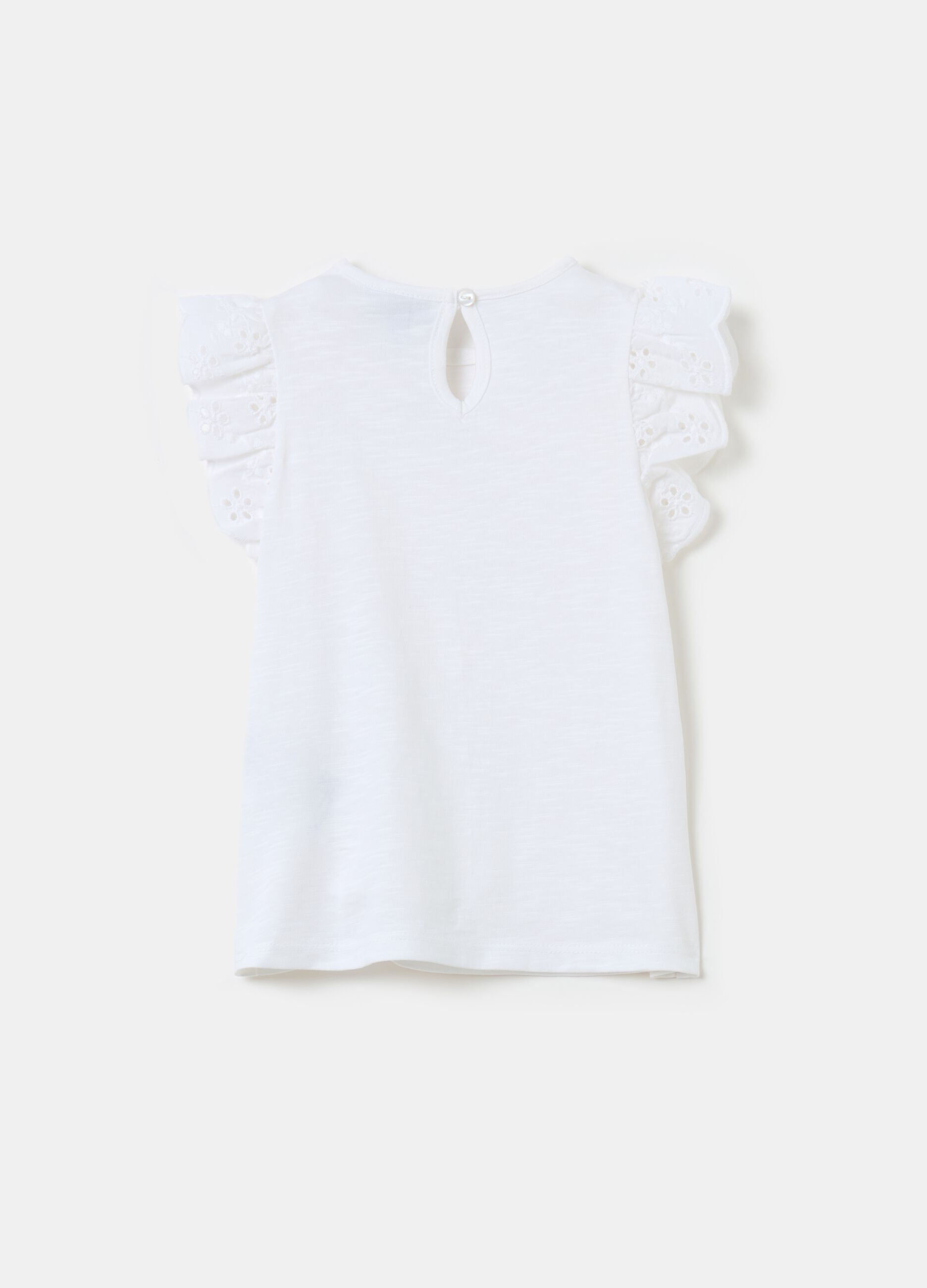 T-shirt with broderie anglaise frills