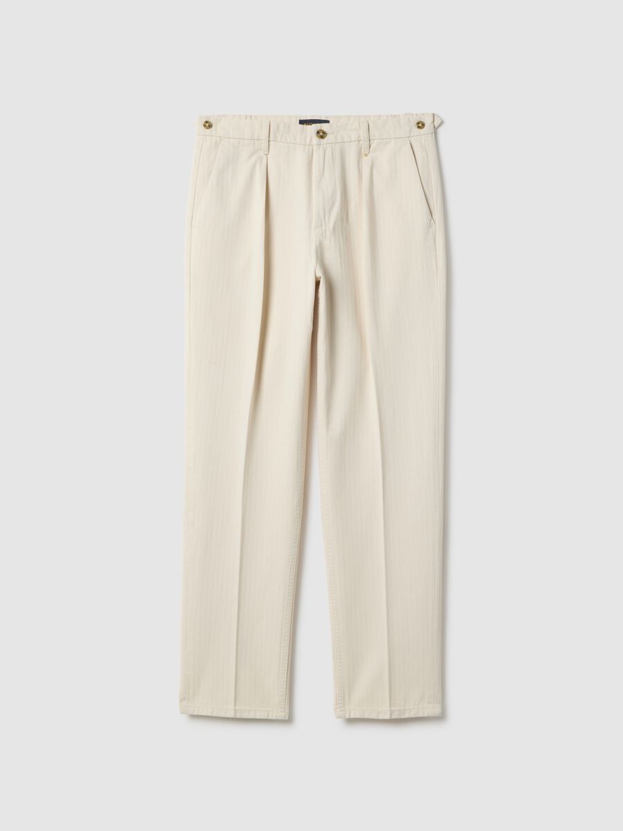 Beige Regular Fit Cotton Chinos_0