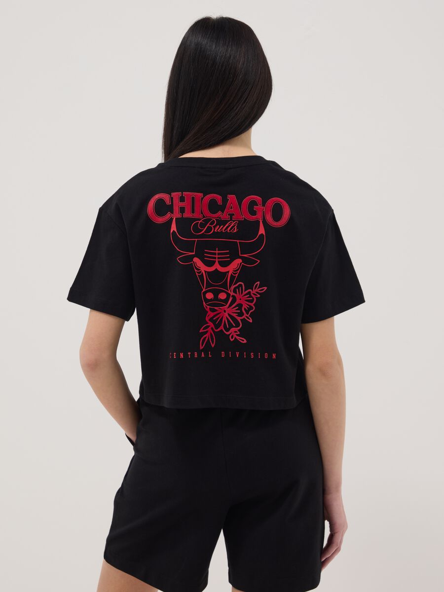 Girls' pure black cotton relaxed fit Chicago Bulls T-shirt_2