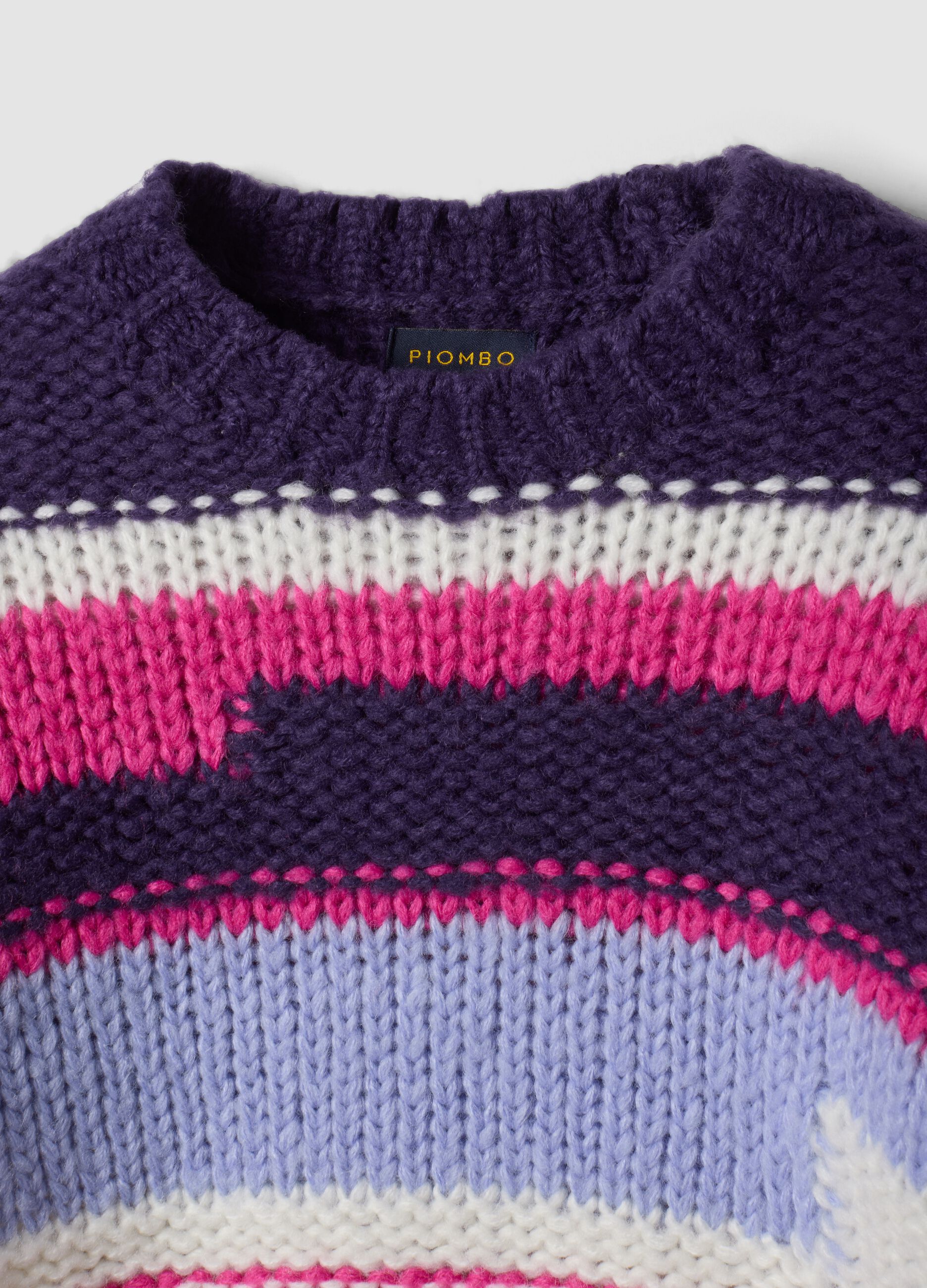 Maglia viola a righe girocollo regular fit